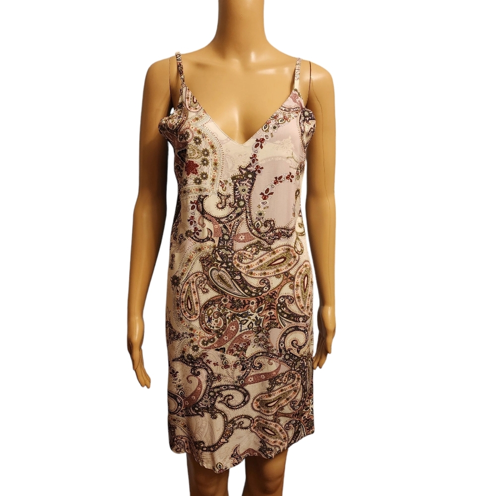 Paisley Print Spaghetti Straps Mini Sun Dress Size M